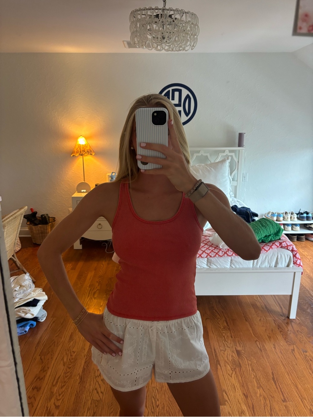 Zara Coral Ribbed Tank Top